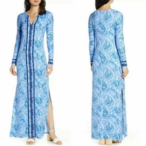 Lilly Pulitzer Womens UPF 50+ Faye Maxi Dress, Blue Peri Turtley Awesome, XS